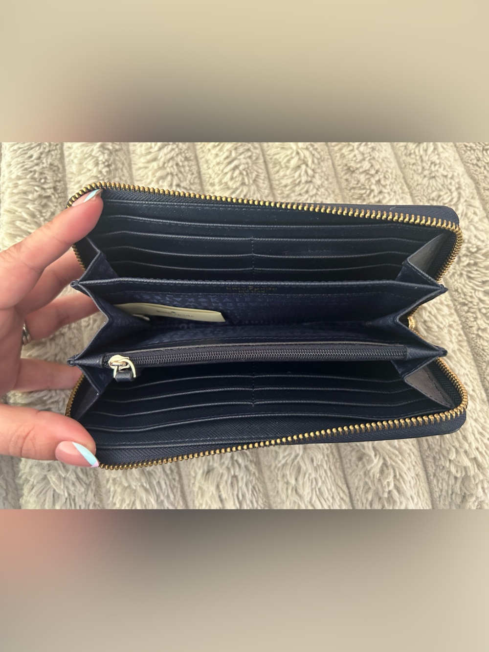 kate spade navy wallet with glitter whale appliqué - Picture 3 of 3